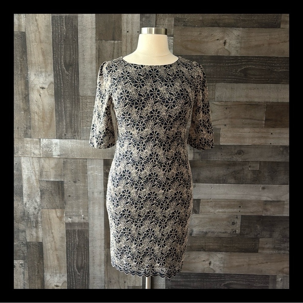 NWT! Candalite navy gold floral midi dress large dark feminine cocktail party